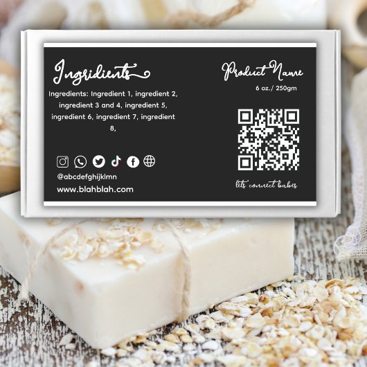 Zeep maken Zwarte Ingrediënt Product Label Sticker