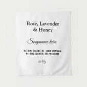 Zeep Naam Gewicht Website Ingrediënten Details Q R Wandkleed (Voorkant)