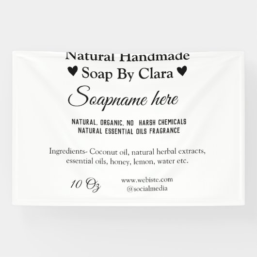 zeep naam gewicht website ingrediënten details tek spandoek (Horizontaal)
