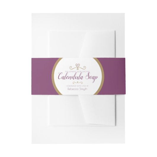 Zeep productinformatie goud paarse uitnodigingen wikkel (Voorkant Voorbeeld)