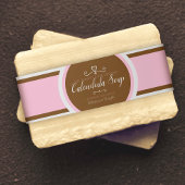 Zeep schoonheidsproduct info rap label roze bruin uitnodigingen wikkel