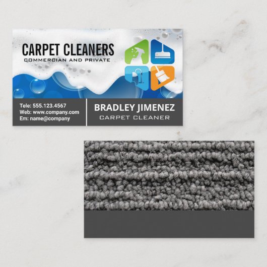 Zeep Schuim | Schoonmaakpictogrammen Visitekaartje (Voorkant / Achterkant)