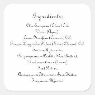 Zeep Skincare Ingrediënt Listening Product Elegant Vierkante Sticker