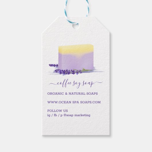 Zeep Soja Natuurlijke Spa Cosmetica Lavendel Aroma Cadeaulabel (Voorkant)