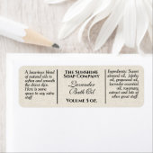 Zeep van beige linnen op papier en cosmetisch etik etiket (Insitu)