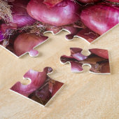 Zeep van rode uien op de markt legpuzzel (Zijkant)