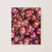 Zeep van rode uien op de markt legpuzzel (Verticaal)