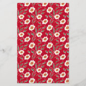 Zeep Verpakking Papier - witte bloemen op rood Flyer (Voorkant)