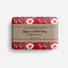 Zeep Verpakking Papier - witte bloemen op rood Flyer