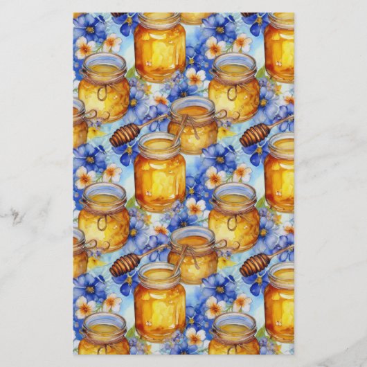 Zeep Verpakkingspapier - honing en bloemen. Flyer (Voorkant)