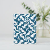 Zeepaard en zeeduivel - Blue Sealife Pattern Briefkaart (Staand voorkant)