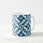 Zeepaard en zeeduivel - Blue Sealife Pattern Koffiemok (Voorkant rechts)