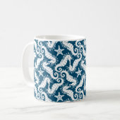 Zeepaard en zeeduivel - Blue Sealife Pattern Koffiemok (Voorkant links)