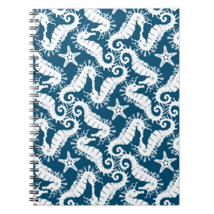 Zeepaard en zeeduivel - Blue Sealife Pattern Notitieboek