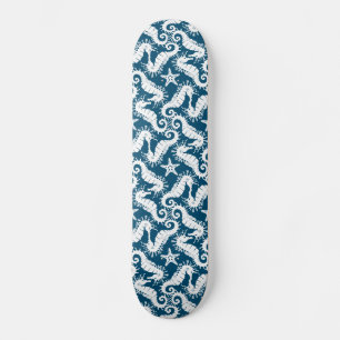 Zeepaard en zeeduivel - Blue Sealife Pattern Persoonlijk Skateboard