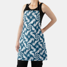 Zeepaard en zeeduivel - Blue Sealife Pattern
