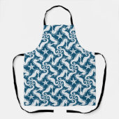 Zeepaard en zeeduivel - Blue Sealife Pattern Schort (Voorkant)