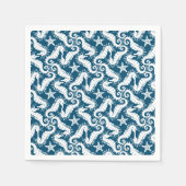 Zeepaard en zeeduivel - Blue Sealife Pattern Servet (Voorkant)