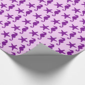 Zeepaard en zeester - amethyst en orchidee cadeaupapier (Hoek)