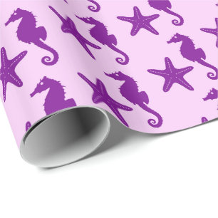 Zeepaard en zeester - amethyst en orchidee cadeaupapier