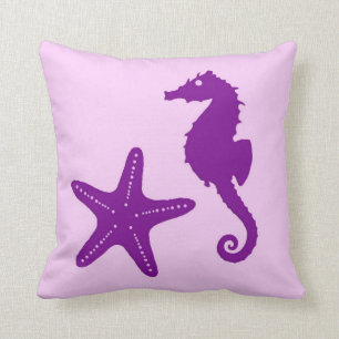Zeepaard en zeester - amethyst en orchidee kussen