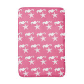 Zeepaard en zeester - koraalroze en wit badmat (Voorkant Verticaal)