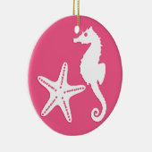 Zeepaard en zeester - koraalroze keramisch ornament (Rechts)