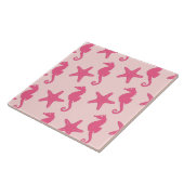 Zeepaard en zeester - koraalroze tegeltje (Zijkant)