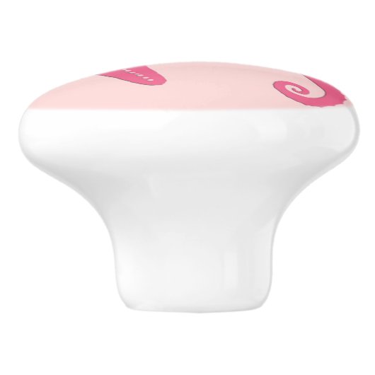 Zeepaard en zeester - koraalroze tinten keramische knop (Zijkant)