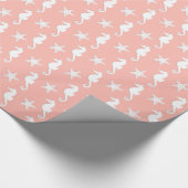 Zeepaard en zeester - Licht koraalroze Cadeaupapier (Hoek)