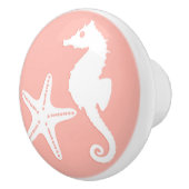 Zeepaard en zeester - Licht koraalroze Keramische Knop (Rechts)