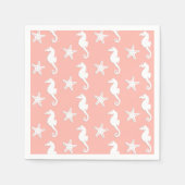 Zeepaard en zeester - Licht koraalroze Servetten (Voorkant)