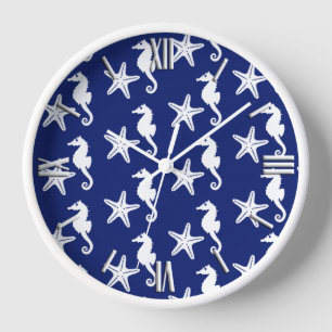 Zeepaard en zeester - marineblauw en wit