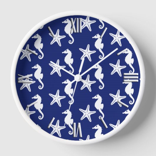 Zeepaard en zeester - marineblauw en wit (Voorkant)