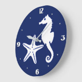 Zeepaard en zeester - marineblauw en wit grote klok (Hoek)