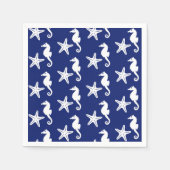 Zeepaard en zeester - marineblauw en wit servetten (Voorkant)