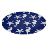 Zeepaard en zeester - marineblauw en wit snijplank (Hoek)