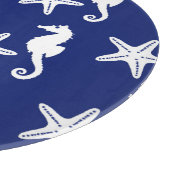 Zeepaard en zeester - marineblauw en wit snijplank (Hoek)