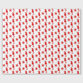 Zeepaard en zeester - wit en donkerkoraal rood cadeaupapier (Vlak)