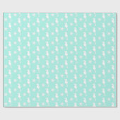Zeepaard en zeester - wit op bleke aqua cadeaupapier (Vlak)