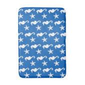 Zeepaard en zeester - wit op kobalblauw badmat (Voorkant Verticaal)