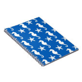 Zeepaard en zeester - wit op kobalblauw notitieboek (Rechterzijde)
