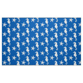Zeepaard en zeester - wit op kobalblauw stof (Fat Quarter)