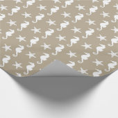 Zeepaard en zeester - wit op tauptan cadeaupapier (Hoek)