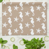 Zeepaard en zeester - wit op tauptan theedoek (Gevouwen)