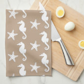 Zeepaard en zeester - wit op tauptan theedoek (Quarter Fold)