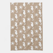 Zeepaard en zeester - wit op tauptan theedoek (Verticaal)