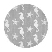 Zeepaard en zeester - wit op zilvergrijs snijplank (Voorkant)