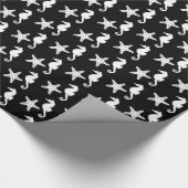 Zeepaard en zeester - wit op zwart cadeaupapier (Hoek)