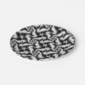 Zeepaard en zeester - zwart en wit patroon papieren bordje (Gekanteld)